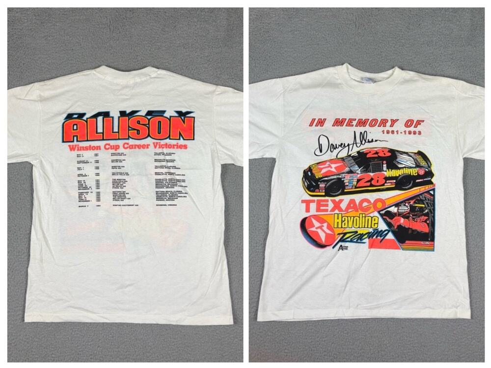 Vintage 1993 Texaco Davey Allison T-shirt Men’s Large 90’s Nascar AOP USA
